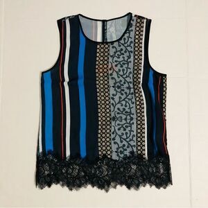 Clover Canyon Geometric Print Tank Top With Lace (XS)